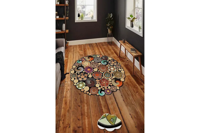 Homefesto Matta 120 cm Rund - Multifärgad - Products - Textil & mattor - Matta - Modern matta - Wiltonmatta