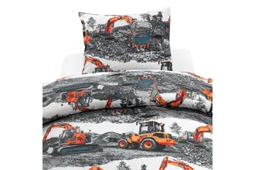 Påslakanset Enkelsäng 2-Dels Maskiner Orange - Franzén - Products - Textil & mattor - Sängkläder - Bäddset & påslakanset - Påslakanset dubbelsäng