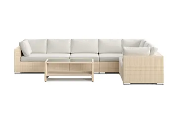 Bahamas L-formad utesoffa höger, 7-sits med bord och hylla - Beige - Products - Utemöbler & utemiljö - Loungemöbler - Loungeset & loungegrupp