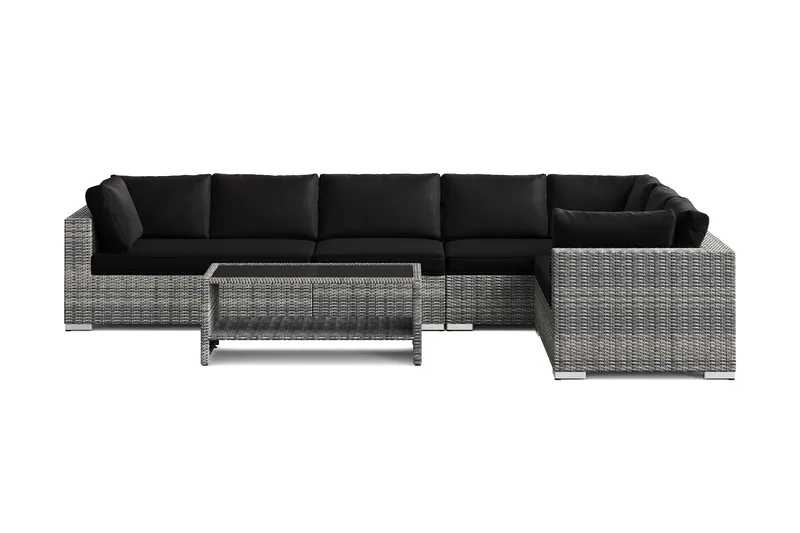 Bahamas L-formad utesoffa höger, 7-sits med bord och hylla - Grå - Products - Utemöbler & utemiljö - Loungemöbler - Loungeset & loungegrupp
