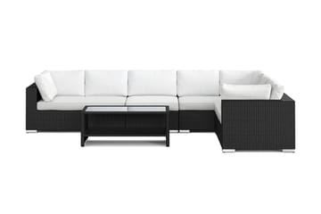 Bahamas L-formad utesoffa höger, 7-sits med bord och hylla - Svart - Products - Utemöbler & utemiljö - Loungemöbler - Loungeset & loungegrupp