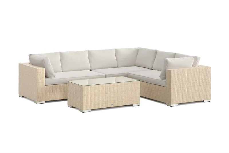 Bahamas L-formad utesoffa vänster, 6-sits med bord - Beige - Products - Utemöbler & utemiljö - Loungemöbler - Loungeset & loungegrupp