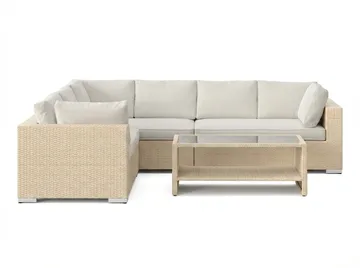 Bahamas L-formad utesoffa vänster, 6-sits med bord och hylla - Beige - Products - Utemöbler & utemiljö - Loungemöbler - Loungeset & loungegrupp