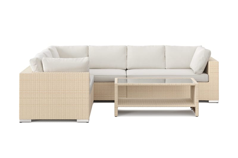 Bahamas L-formad utesoffa vänster, 6-sits med bord och hylla - Beige - Products - Utemöbler & utemiljö - Loungemöbler - Loungeset & loungegrupp