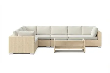 Bahamas L-formad utesoffa vänster, 7-sits med bord och hylla - Beige - Products - Utemöbler & utemiljö - Loungemöbler - Loungeset & loungegrupp