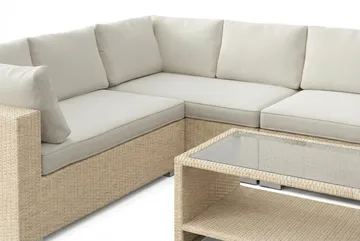Bahamas L-formad utesoffa vänster, 7-sits med bord och hylla - Beige - Products - Utemöbler & utemiljö - Loungemöbler - Loungeset & loungegrupp