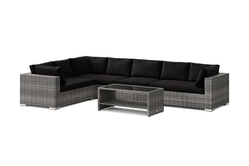 Bahamas L-formad utesoffa vänster, 7-sits med bord och hylla - Grå - Products - Utemöbler & utemiljö - Loungemöbler - Loungeset & loungegrupp