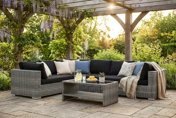 Bahamas L-formad utesoffa vänster, 7-sits med bord och hylla - Grå - Products - Utemöbler & utemiljö - Loungemöbler - Loungeset & loungegrupp