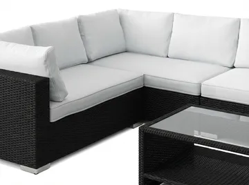 Bahamas L-formad utesoffa vänster, 7-sits med bord och hylla - Svart - Products - Utemöbler & utemiljö - Loungemöbler - Loungeset & loungegrupp