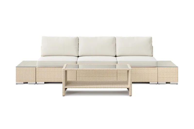 Bahamas utesoffa 3-sits med bord med hylla - Beige - Products - Utemöbler & utemiljö - Loungemöbler - Loungeset & loungegrupp