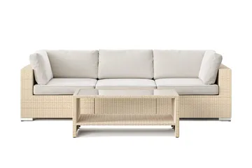 Bahamas utesoffa 3-sits med bord och hylla - Beige - Products - Utemöbler & utemiljö - Loungemöbler - Loungeset & loungegrupp