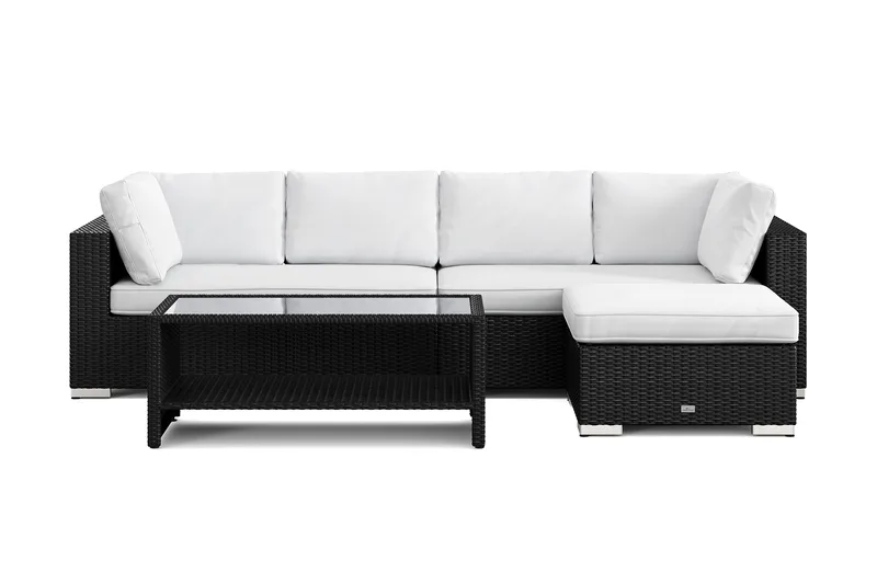 Bahamas utomhus divansoffa 5-sits med vändbar divan och bord med hylla - Svart - Products - Utemöbler & utemiljö - Loungemöbler - Loungeset & loungegrupp
