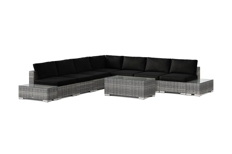 Bahamas utomhus hörnsoffa 7-sits v ändbar med öppet avslut och bord, Grå