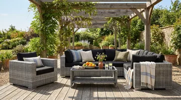 Bahamas utomhus L-soffa höger 7-sits med fåtölj och bord med hylla - Grå - Products - Utemöbler & utemiljö - Loungemöbler - Loungeset & loungegrupp