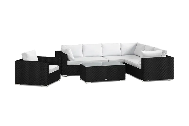 Bahamas utomhus L-soffa höger 7-sits med fåtölj och bord - Svart - Products - Utemöbler & utemiljö - Loungemöbler - Loungeset & loungegrupp