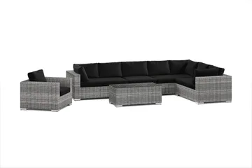 Bahamas utomhus L-soffa höger 8-sits med fåtölj och bord