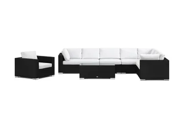 Bahamas utomhus L-soffa höger 8-sits med fåtölj och bord - Svart - Products - Utemöbler & utemiljö - Loungemöbler - Loungeset & loungegrupp