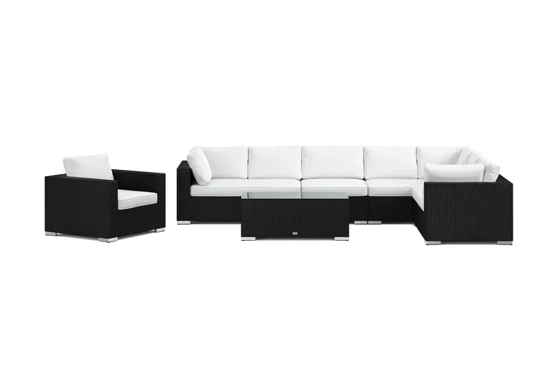 Bahamas utomhus L-soffa höger 8-sits med fåtölj och bord - Svart - Products - Utemöbler & utemiljö - Loungemöbler - Loungeset & loungegrupp