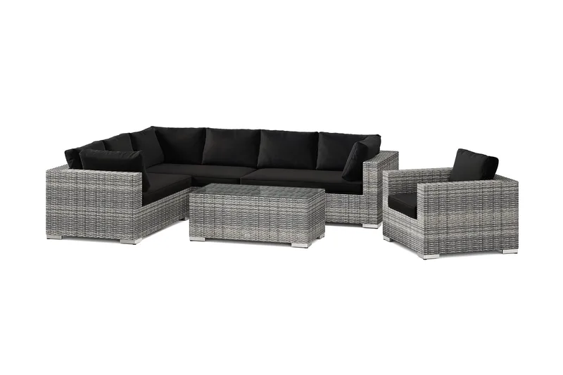 Bahamas utomhus L-soffa vänster 7-sits med fåtölj och bord - Grå - Products - Utemöbler & utemiljö - Loungemöbler - Loungeset & loungegrupp