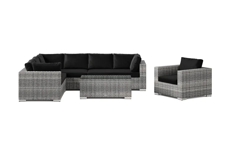 Bahamas utomhus L-soffa vänster 7-sits med fåtölj och bord - Grå - Products - Utemöbler & utemiljö - Loungemöbler - Loungeset & loungegrupp