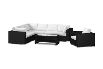 Bahamas utomhus L-soffa vänster 7-sits med fåtölj och bord med hylla