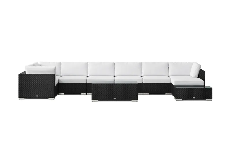 Bahamas utomhus U-soffa 8-sits vändbar divan med öppet avslut och bord - Svart - Products - Utemöbler & utemiljö - Loungemöbler - Loungeset & loungegrupp
