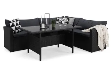 James Light Soffgrupp och Loungegrupp Utomhus  5-sits i konstrotting för Trädgård och Uteplats - Svart / Svarta dynor - Products - Utemöbler & utemiljö - Loungemöbler - Loungeset & loungegrupp