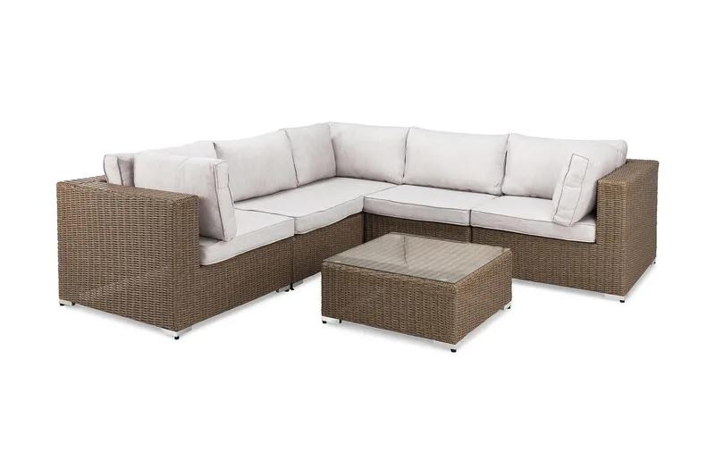 Marcus Loungegrupp - Sand / Vita dynor - Products - Utemöbler & utemiljö - Loungemöbler - Loungeset & loungegrupp