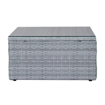 Mendoza l-formad 4-sits soffgrupp i konstrotting för altan och terrass - Grå / Blåa dynor - Products - Utemöbler & utemiljö - Loungemöbler - Loungeset & loungegrupp