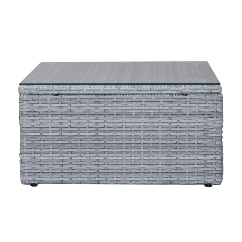 Mendoza l-formad 4-sits soffgrupp i konstrotting för altan och terrass - Grå / Blåa dynor - Products - Utemöbler & utemiljö - Loungemöbler - Loungeset & loungegrupp