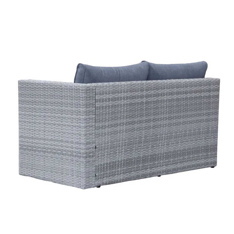 Mendoza l-formad 4-sits soffgrupp i konstrotting för altan och terrass - Grå / Blåa dynor - Products - Utemöbler & utemiljö - Loungemöbler - Loungeset & loungegrupp