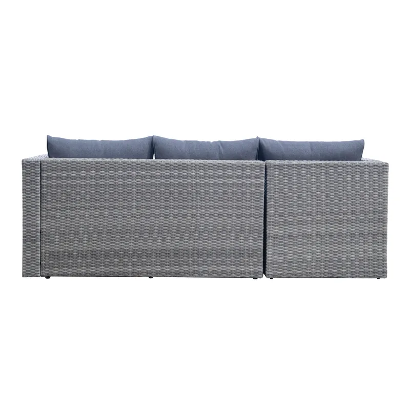 Mendoza l-formad 4-sits soffgrupp i konstrotting för altan och terrass - Grå / Blåa dynor - Products - Utemöbler & utemiljö - Loungemöbler - Loungeset & loungegrupp