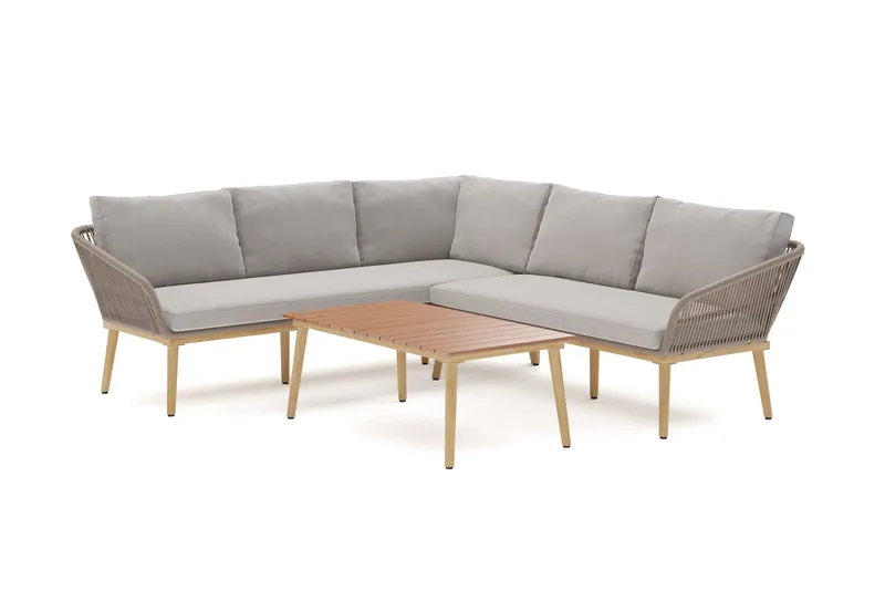 Morrocco Loungegrupp utomhus med repdetaljer för altan och terrass, Brun
