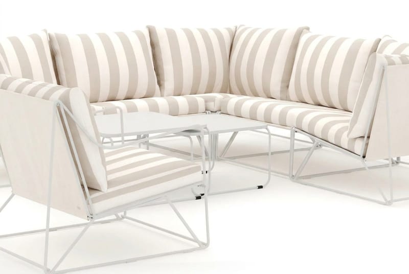 Usteryd utomhus hörnsoffa 6-sits vändbar med fåtölj - Beige/Striped - Products - Utemöbler & utemiljö - Loungemöbler - Loungeset & loungegrupp