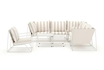 Usteryd utomhus hörnsoffa 6-sits vändbar med fåtölj - Beige/Striped - Products - Utemöbler & utemiljö - Loungemöbler - Loungeset & loungegrupp
