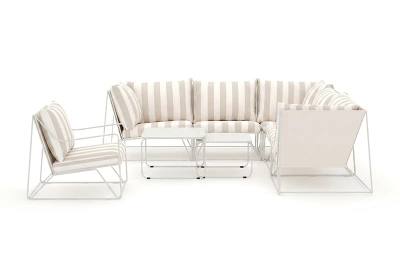 Usteryd utomhus hörnsoffa 6-sits vändbar med fåtölj - Beige/Striped - Products - Utemöbler & utemiljö - Loungemöbler - Loungeset & loungegrupp