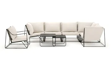Usteryd utomhus hörnsoffa 6-sits vändbar med fåtölj - Svart/Beige - Products - Utemöbler & utemiljö - Loungemöbler - Loungesoffor