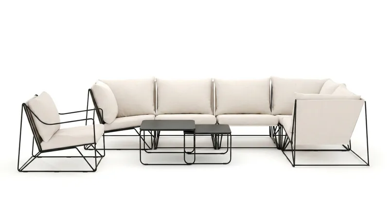 Usteryd utomhus hörnsoffa 6-sits vändbar med fåtölj - Svart/Beige - Products - Utemöbler & utemiljö - Loungemöbler - Loungesoffor