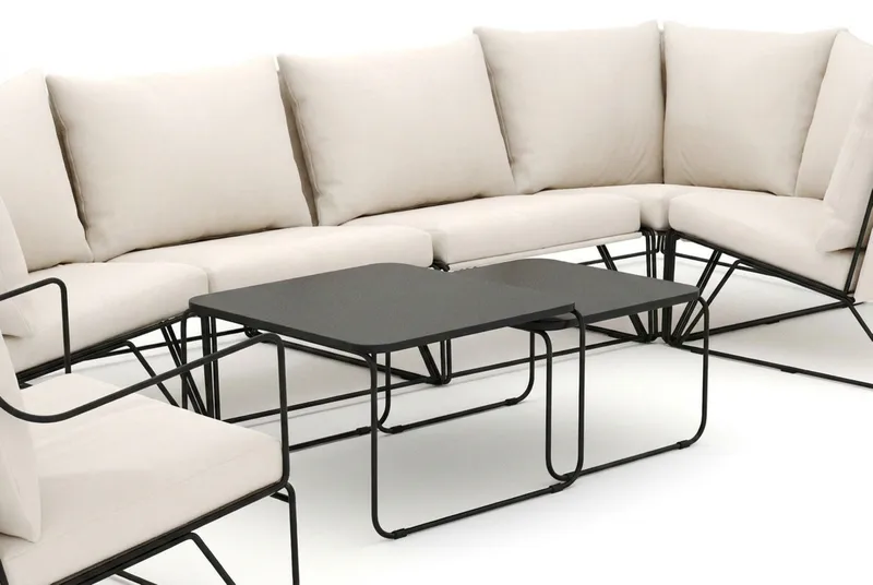 Usteryd utomhus hörnsoffa 6-sits vändbar med fåtölj - Svart/Beige - Products - Utemöbler & utemiljö - Loungemöbler - Loungesoffor