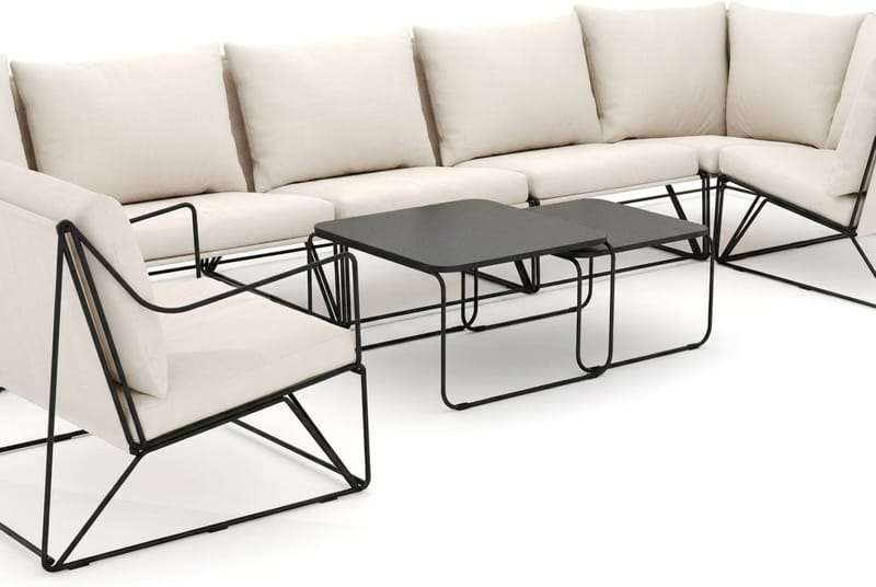 Usteryd utomhus hörnsoffa 7-sits vändbar med fåtölj - Svart/Beige - Products - Utemöbler & utemiljö - Loungemöbler - Loungesoffor
