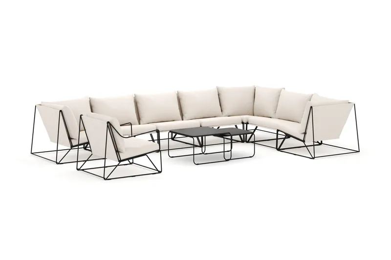 Usteryd utomhus L-soffa 8-sits vändbar med fåtölj - Svart/Beige - Products - Utemöbler & utemiljö - Loungemöbler - Loungesoffor