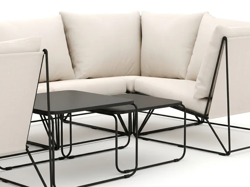Usteryd utomhus U-soffa 6-sits med stängt avslut - Svart/Beige - Products - Utemöbler & utemiljö - Loungemöbler - Loungesoffor