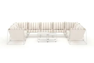 Usteryd utomhus U-soffa 9-sits med stängt avslut - Beige/Striped - Products - Utemöbler & utemiljö - Loungemöbler - Loungeset & loungegrupp