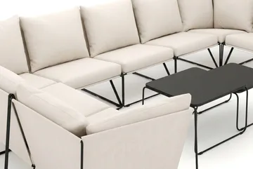 Usteryd utomhus U-soffa 9-sits med stängt avslut - Svart/Beige - Products - Utemöbler & utemiljö - Loungemöbler - Loungeset & loungegrupp