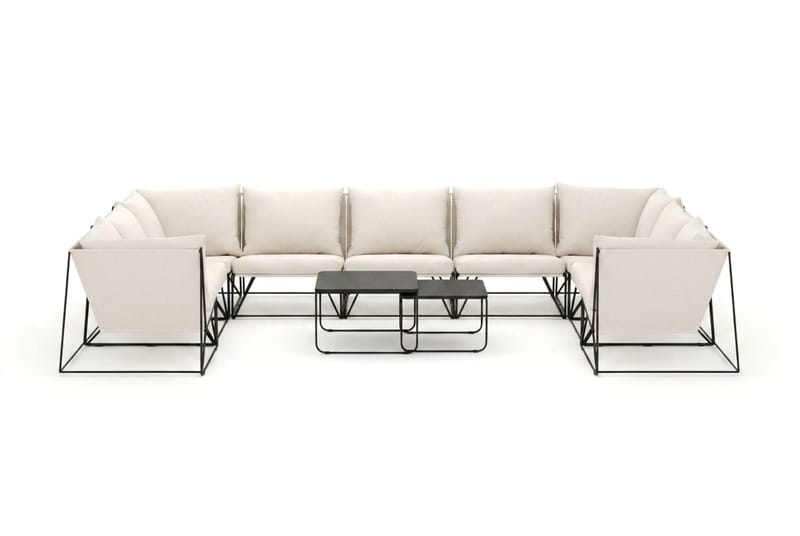 Usteryd utomhus U-soffa 9-sits med stängt avslut - Svart/Beige - Products - Utemöbler & utemiljö - Loungemöbler - Loungeset & loungegrupp