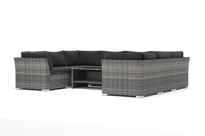 Wisconsin utomhus U-soffa 8-sits med stängt avslut, Grå