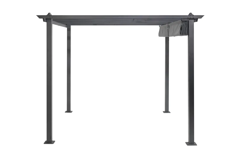Porto Pergola 3x3 m i aluminium med tak för solskydd, Mörkgrå