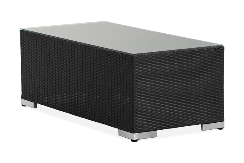 Bahamas Loungbord och Soffbord Utomhus 113 cm Konstrotting Glas - Svart - Products - Utemöbler & utemiljö - Utebord & trädgårdsbord - Loungebord & soffbord utomhus