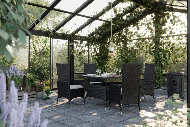 Thor Utebord – Matbord Utomhus 140x90 cm i konstrotting med glasskiva - Svart - Products - Utemöbler & utemiljö - Utebord & trädgårdsbord - Matbord utomhus