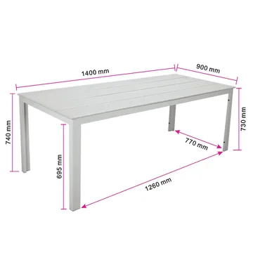 Tunis Rektangulärt Matbord utomhus 140x90 cm i plast och metall - Beige - Products - Utemöbler & utemiljö - Utebord & trädgårdsbord - Matbord utomhus